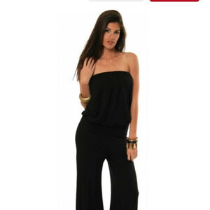 Bebe Black wide leg‎ Cropped jumpsuit